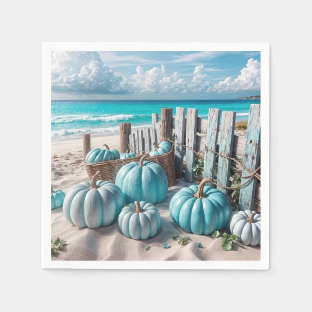 Servilleta De Papel Calabazas Blue Autumn Beach (Anverso)