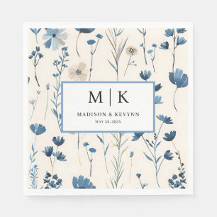 Servilleta De Papel Calabazas Bodas de la Flora Azul del Cottagecore f