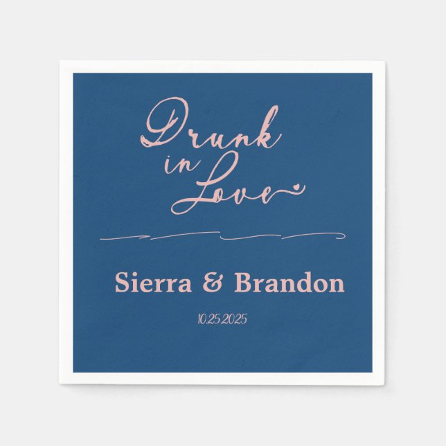 Servilleta De Papel Calabazas Bodas De Monograma Rosa Y Azul (Anverso)