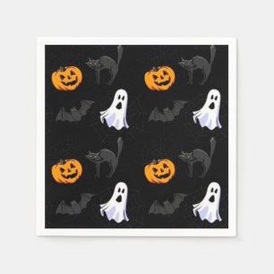 Servilleta De Papel Calabazas/calabazas, ghost y gatos negros de Hallo