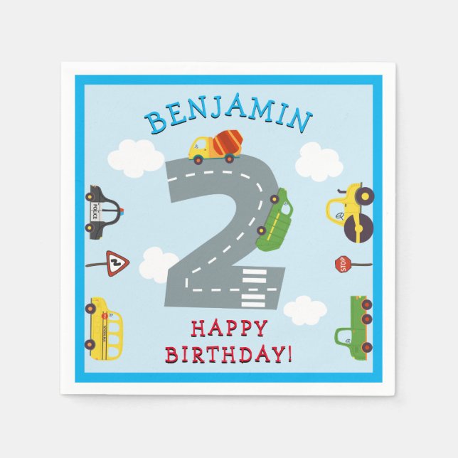 Servilleta De Papel Calabazas de 2º cumpleaños para transporte (Anverso)