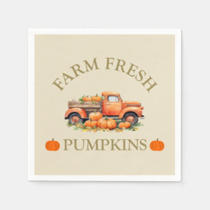 Servilleta De Papel Calabazas de acuarela de granja frescas de otoño