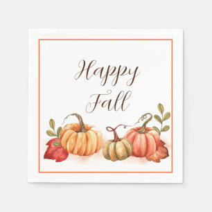 Servilleta De Papel Calabazas de acuarela de otoño con texto personali