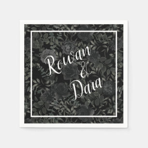 Servilleta De Papel Calabazas de Boda gótico Rosa blanco y negro