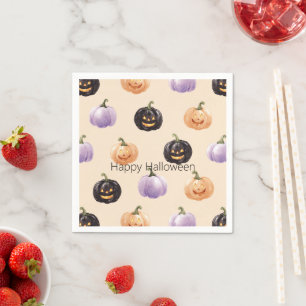 Servilleta De Papel Calabazas de bomba negras naranja moradas
