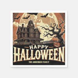 Servilleta De Papel Calabazas de Casa Embrujada Halloween Espeluznante