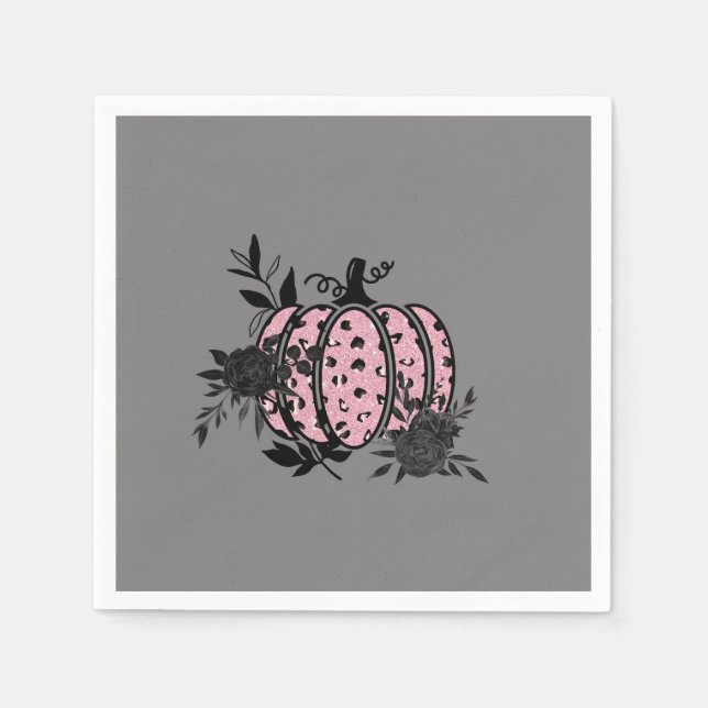 Servilleta De Papel Calabazas de cóctel, calabaza de leopardo rosa y n (Anverso)