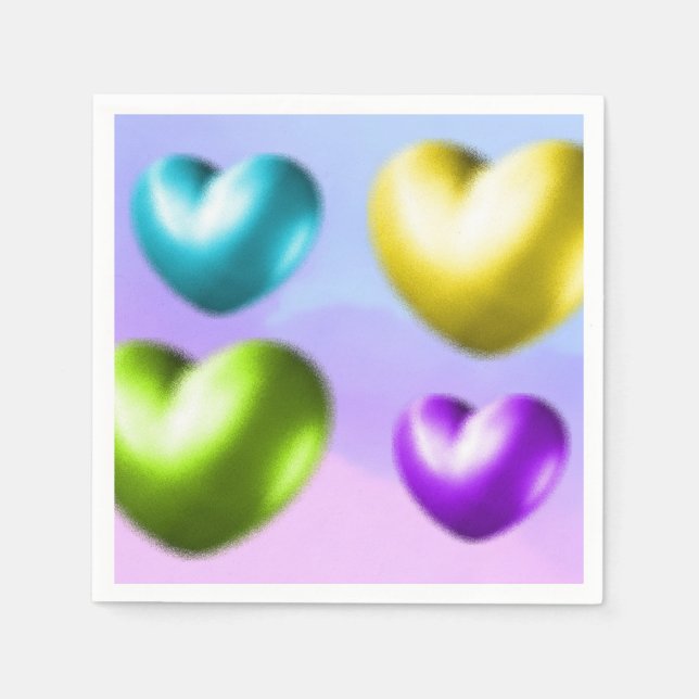 Servilleta De Papel Calabazas de corazón vibrante (Anverso)