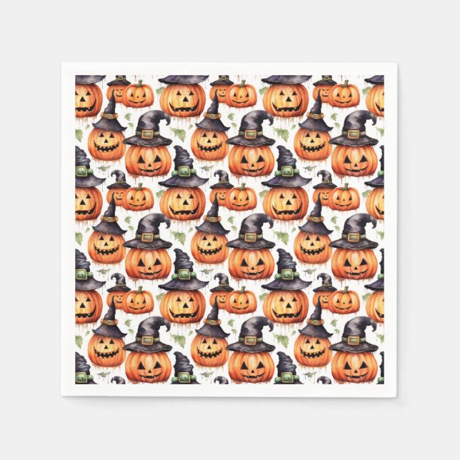 Servilleta De Papel Calabazas de Halloween (Anverso)
