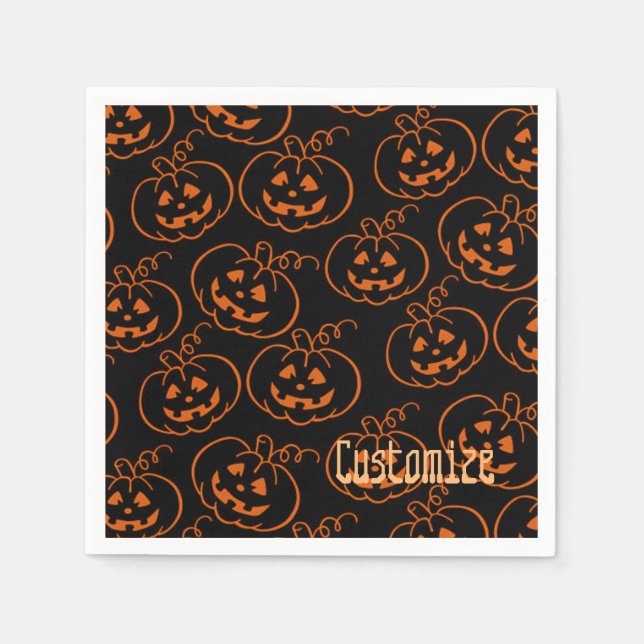 Servilleta De Papel Calabazas de Halloween calabazas Jack-O-Lantern (Anverso)