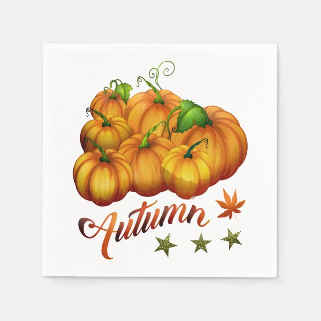 Servilleta De Papel Calabazas de otoño  (Anverso)