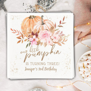 Servilleta De Papel Calabazas de otoño acuarela Boho Chica 3 cumpleaño