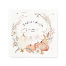 Calabazas de otoño acuarela Floral Agradecimiento 