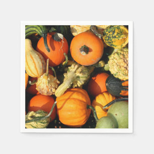 Servilleta De Papel Calabazas de otoño doradas y verdes, cosecha