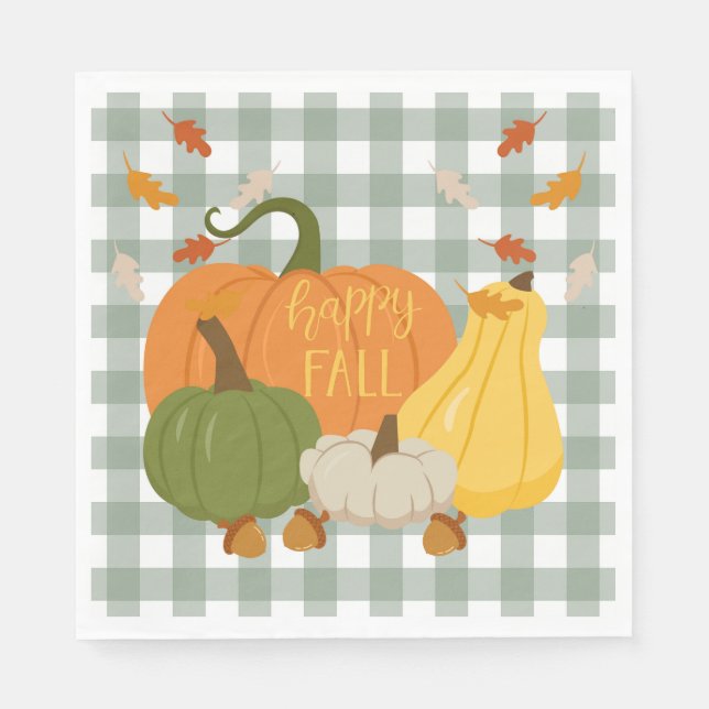 Servilleta De Papel Calabazas de otoño felices (Anverso)