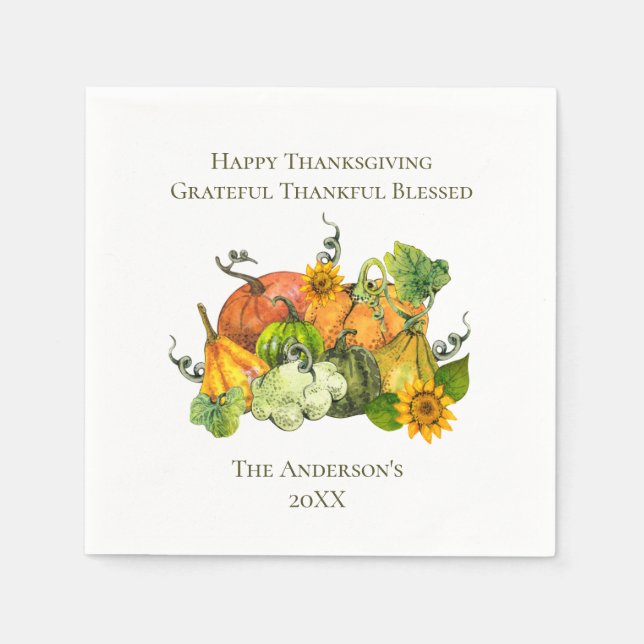 Servilleta De Papel Calabazas de otoño personalizadas para el día de a (Anverso)