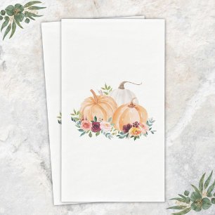Servilleta De Papel Calabazas de otoño y flores boho al acuarela