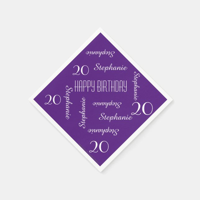 Servilleta De Papel Calabazas de papel, 20º cumpleaños que repite nomb (Borde)