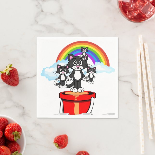 Servilleta De Papel Calabazas de papel, arcoiris de gato negro (In situ)