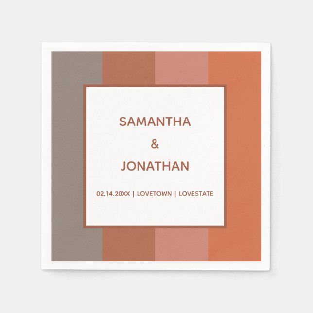 Servilleta De Papel Calabazas de papel Bauhaus Striped Custom Wedding (Anverso)