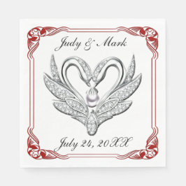 Servilleta De Papel Calabazas de papel de cisne rojo plateado