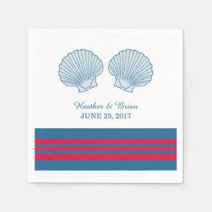 Servilleta De Papel Calabazas de papel de conchas náuticas rojas azul