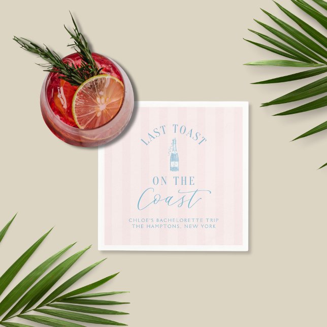Servilleta De Papel Calabazas de papel de la Bachelorette moderna cost (Last Toast on the Coast Cocktail Napkin | Custom bachelorette supplies for coastal celebrations!)