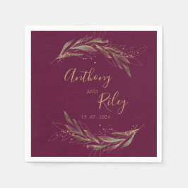 Servilleta De Papel Calabazas de papel dorado y burdeos del boda real