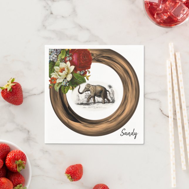 Servilleta De Papel Calabazas de papel, elefante floral (In situ)