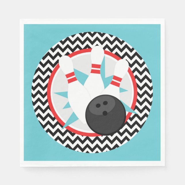 Servilleta De Papel Calabazas de papel Fiesta Retro Chevron Bowling (Anverso)