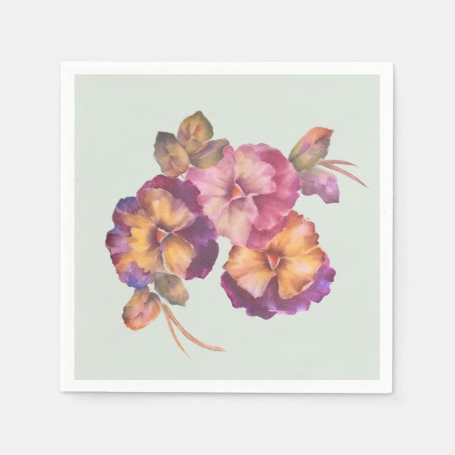 Servilleta De Papel Calabazas de papel floral Pansy (Set de 50) (Anverso)