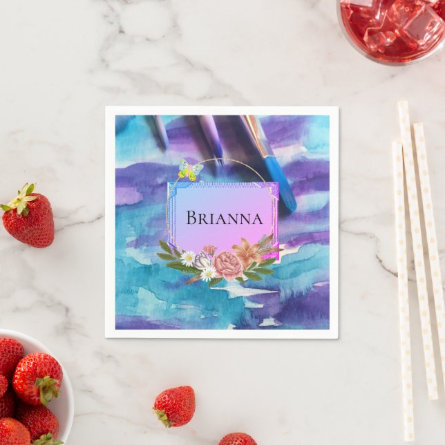 Servilleta De Papel Calabazas de papel, flores de acuarela (In situ)