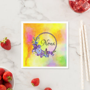 Servilleta De Papel Calabazas de papel, flores de acuarela