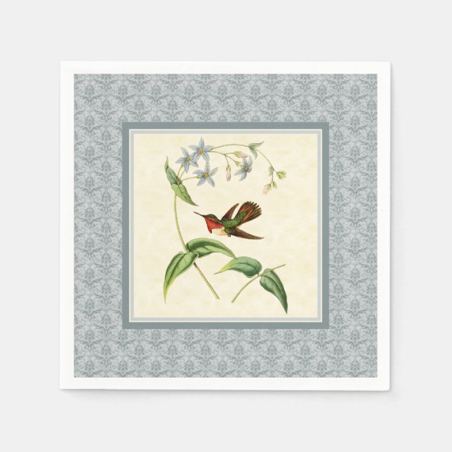 Servilleta De Papel Calabazas de papel humingbird azul para damasquete (Anverso)