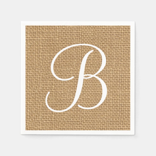 Servilleta De Papel Calabazas de papel monogramado rustico Burlap (Anverso)