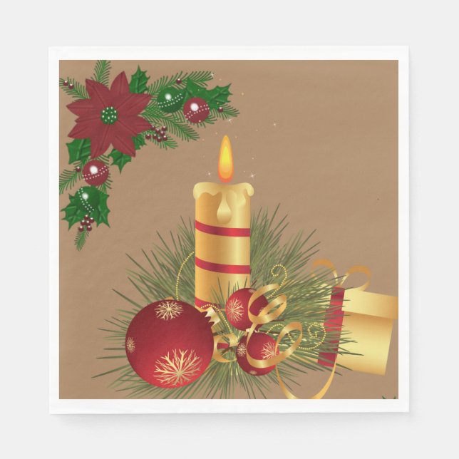 Servilleta De Papel Calabazas de papel para navidades, velas para Navi (Anverso)