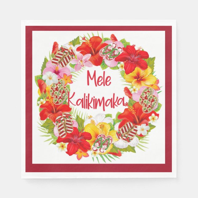 Servilleta De Papel Calabazas de papel Wreath de Hawaii Mele Kalikimak (Anverso)