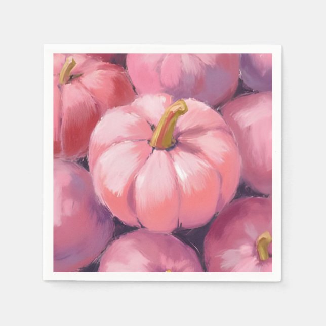 Servilleta De Papel Calabazas De Pastel Rosa De Halloween (Anverso)
