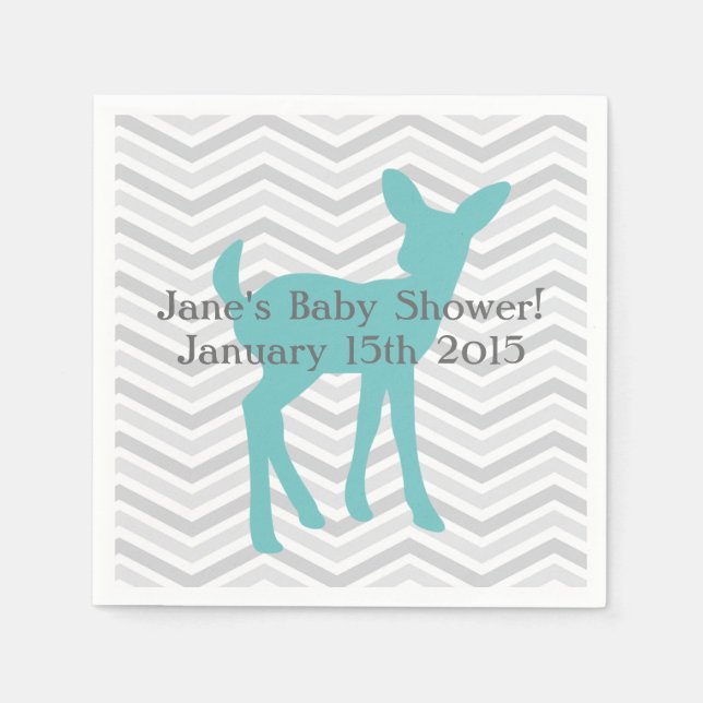 Servilleta De Papel Calabazas de venado azul y chevron gris (Anverso)