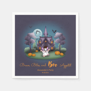 Servilleta De Papel Calabazas fantasma cortas en la casa Halloween