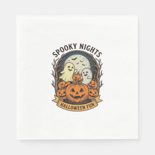Servilleta De Papel Calabazas Fantasmas Lindos Grabado Vintage Hallowe