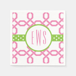 Servilleta De Papel Calabazas Fiesta Monogramadas Lattice & Grosgrain