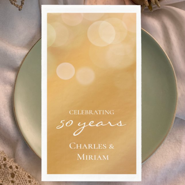 Servilleta De Papel Calabazas Fiestas del 50 aniversario de oro Boda (Add some golden glow to your 50th wedding anniversary party table with personalized paper napkins.
)