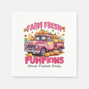 Servilleta De Papel Calabazas frescas de granja - Camión rosa cosecha