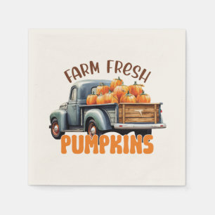 Servilleta De Papel Calabazas frescas de granja - Camión rústico