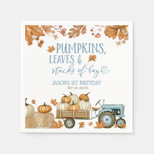 Servilleta De Papel Calabazas Hojas & Pilas de Heno Niño