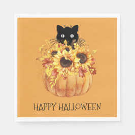 Servilleta De Papel Calabazas Napkins Black Cat Halloween