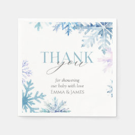 Servilleta De Papel Calabazas Napkins Blue Snowflake Winter Wonderland