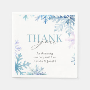 Servilleta De Papel Calabazas Napkins Blue Snowflake Winter Wonderland