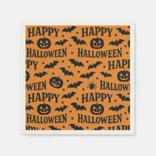 Servilleta De Papel Calabazas naranjas y negras de Halloween Murciélag